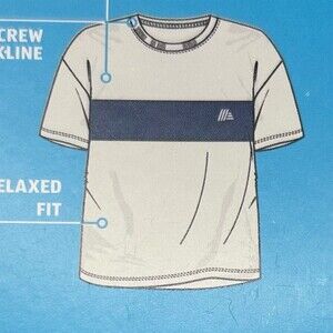 ALDI Gear T-Shirt Unisex Size S White/Cream & Navy Colorblock Logo Crew